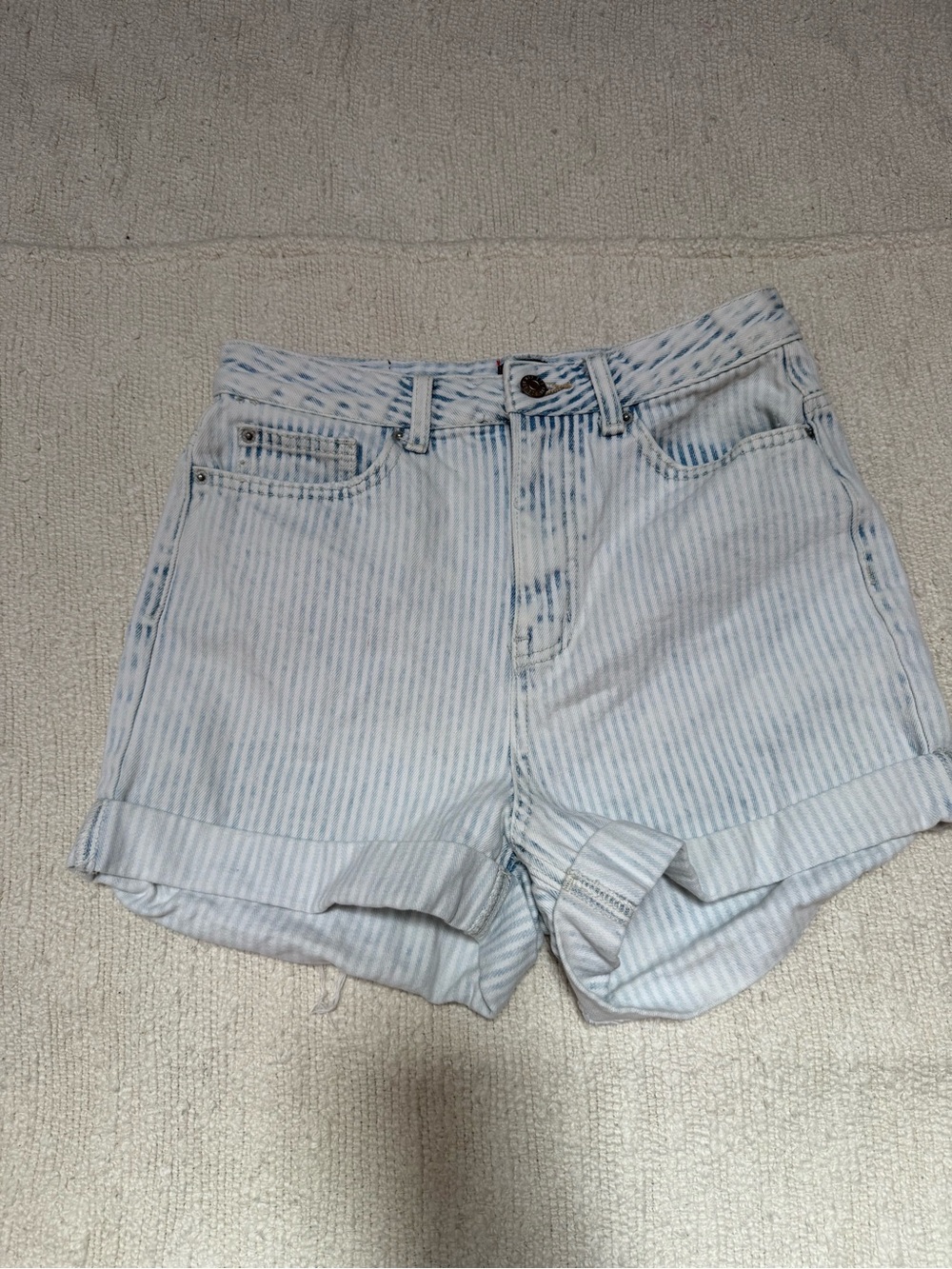 Urban Outfitters BDG Striped Jean Shorts High-Rise Mom Waist 27